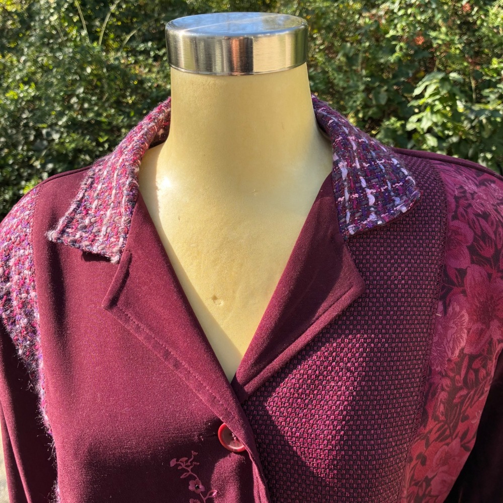 Vtg Notations Jacket Women Large Patchwork Embroi… - image 3